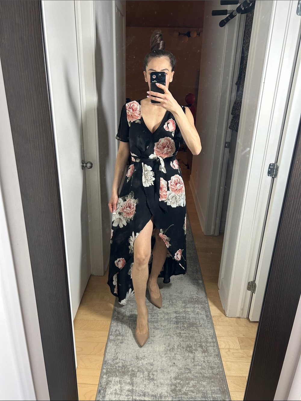 Dynamite Floral High-low Wrap Dress